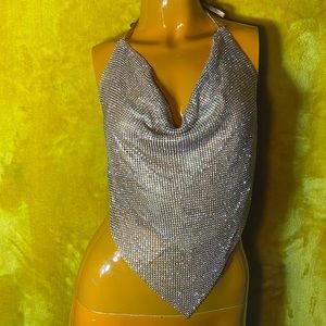 Gold BLING Sleeveless Backless Tie top